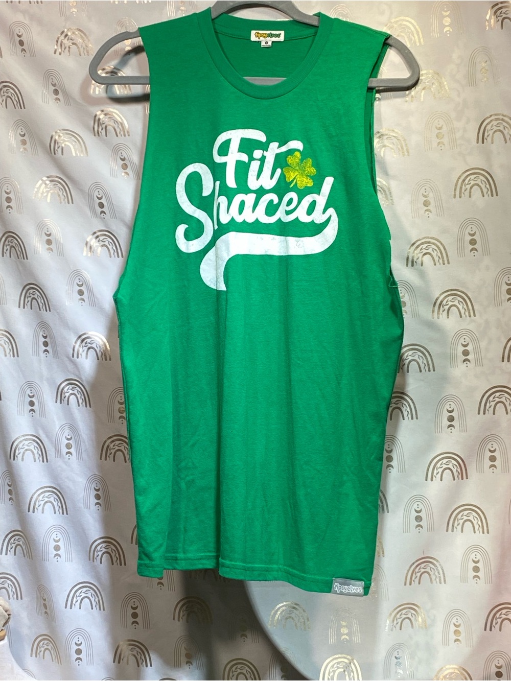 Tipsy Elves Green "Fit Shaced" Sleeveless Tank with White Graphic